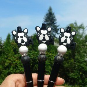 ✨Cute and Adorable Black Bulldog Beaded Pen